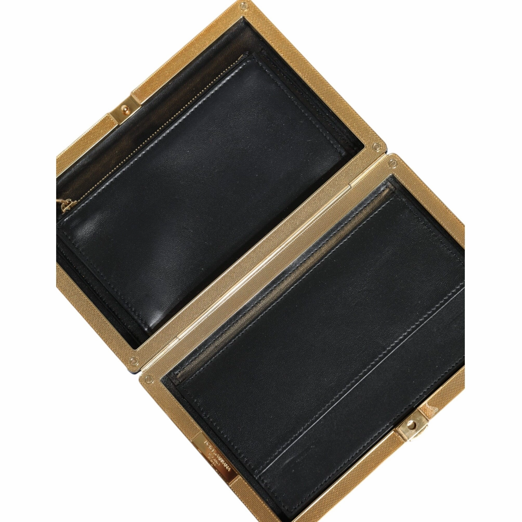 Dolce & Gabbana Blue Velvet Gold Frame Clutch Evening Party Purse Women's Bag