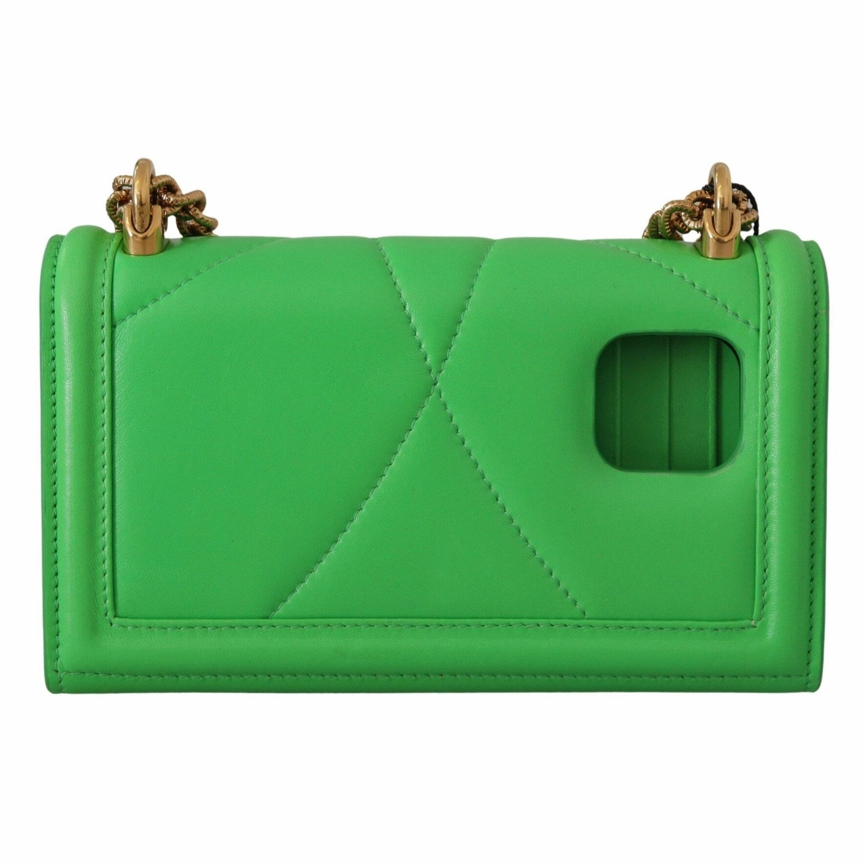 Dolce & Gabbana Elegant Leather iPhone Wallet Case with Women's Chain