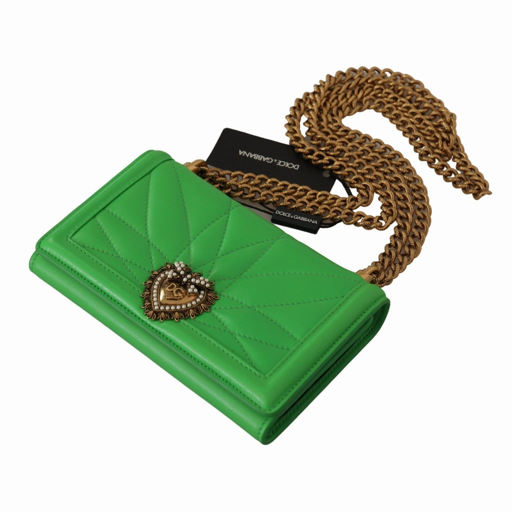 Dolce & Gabbana Elegant Leather iPhone Wallet Case with Women's Chain