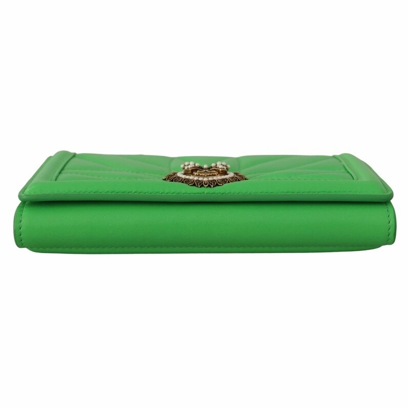 Dolce & Gabbana Elegant Leather iPhone Wallet Case with Women's Chain