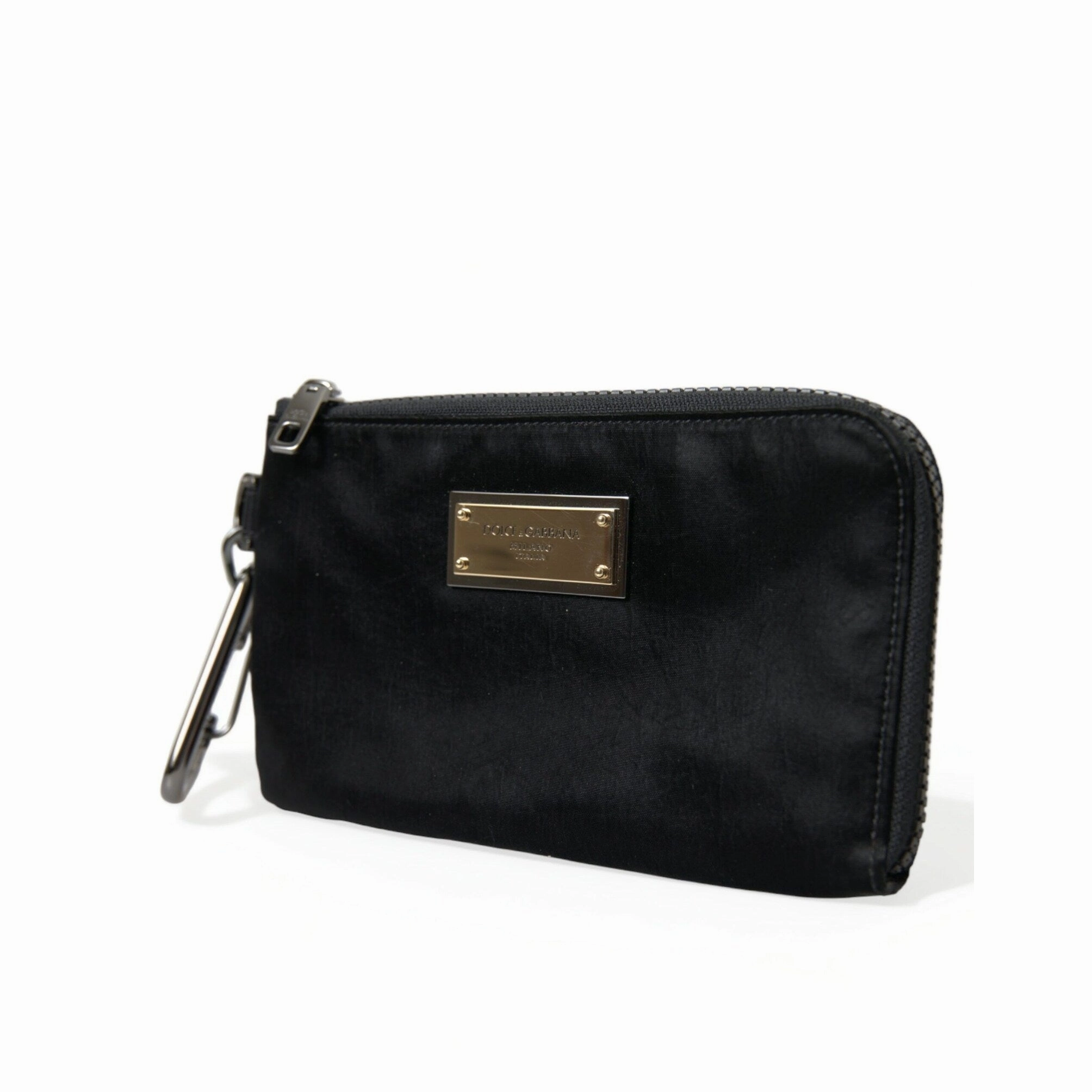 Dolce & Gabbana Sleek Designer Nylon-Leather Pouch in Men's Black