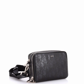 Double Zip Crossbody Pouch Oblique Galaxy Leather