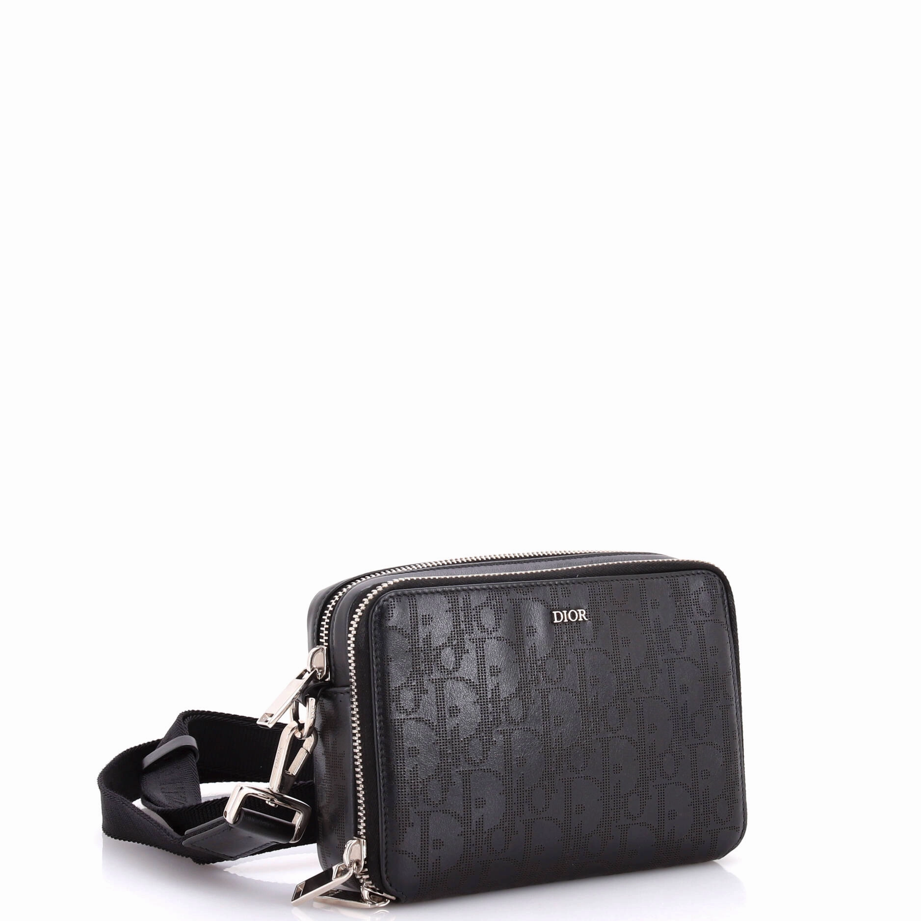 Double Zip Crossbody Pouch Oblique Galaxy Leather
