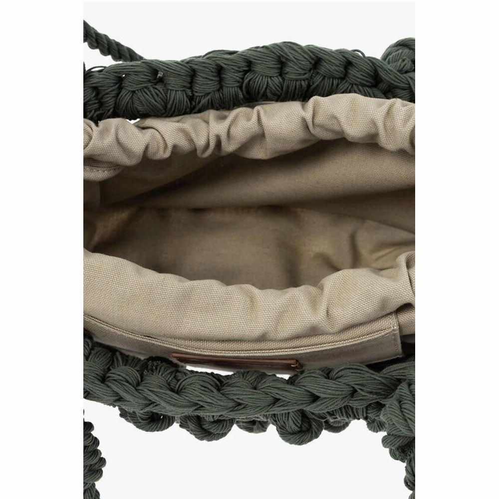 Dsquared Solid Color Bag with Braided Design and Removable Inner Pouc