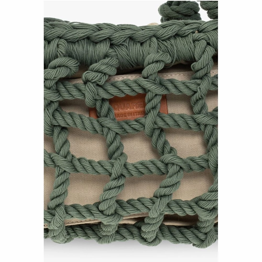 Dsquared Solid Color Bag with Braided Design and Removable Inner Pouc