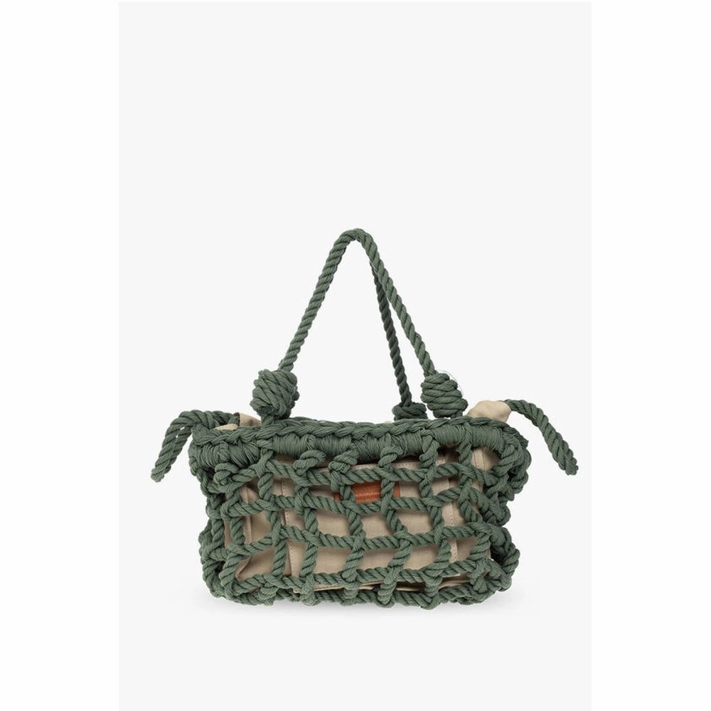 Dsquared Solid Color Bag with Braided Design and Removable Inner Pouc