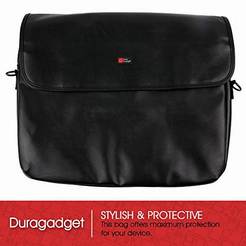 DURAGADGET Luxury PU Leather 15.6" Laptop Zip-up Carry Bag in Black - Compatible with The MEDION