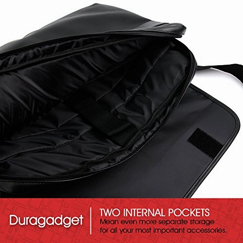 DURAGADGET Luxury PU Leather 15.6" Laptop Zip-up Carry Bag in Black - Compatible with The MEDION