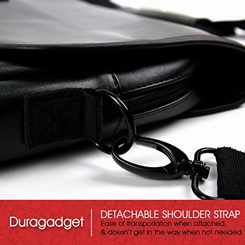 DURAGADGET Luxury PU Leather 15.6" Laptop Zip-up Carry Bag in Black - Compatible with The MEDION