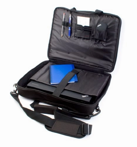 DURAGADGET Water Resistant Black Briefcase With Detachable Shoulder Strap For ASUS X401A Laptop -