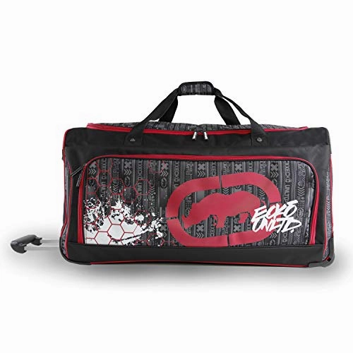 Ecko Unltd. Men's Tagger Large 32" Rolling Duffel Bag, Black/Red, One Size