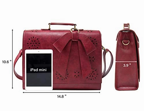 ECOSUSI Ladies PU Leather Laptop Bag Briefcase Crossbody Messenger Bags Satchel Purse Fit 14"