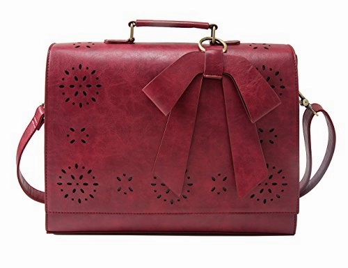 ECOSUSI Ladies PU Leather Laptop Bag Briefcase Crossbody Messenger Bags Satchel Purse Fit 14"