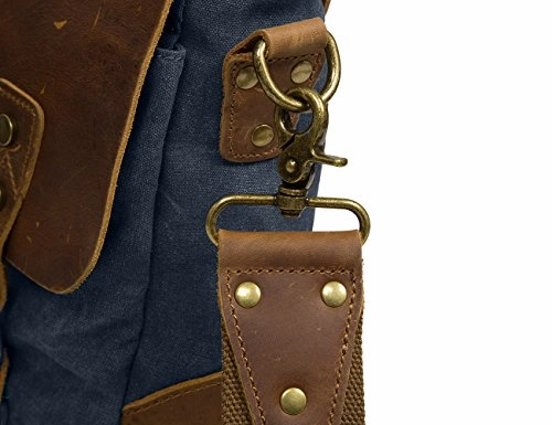 ECOSUSI Unisex Vintage Canvas Leather 14" Laptop Messenger Bags Travelling Shoulder Bag Satchel Bag