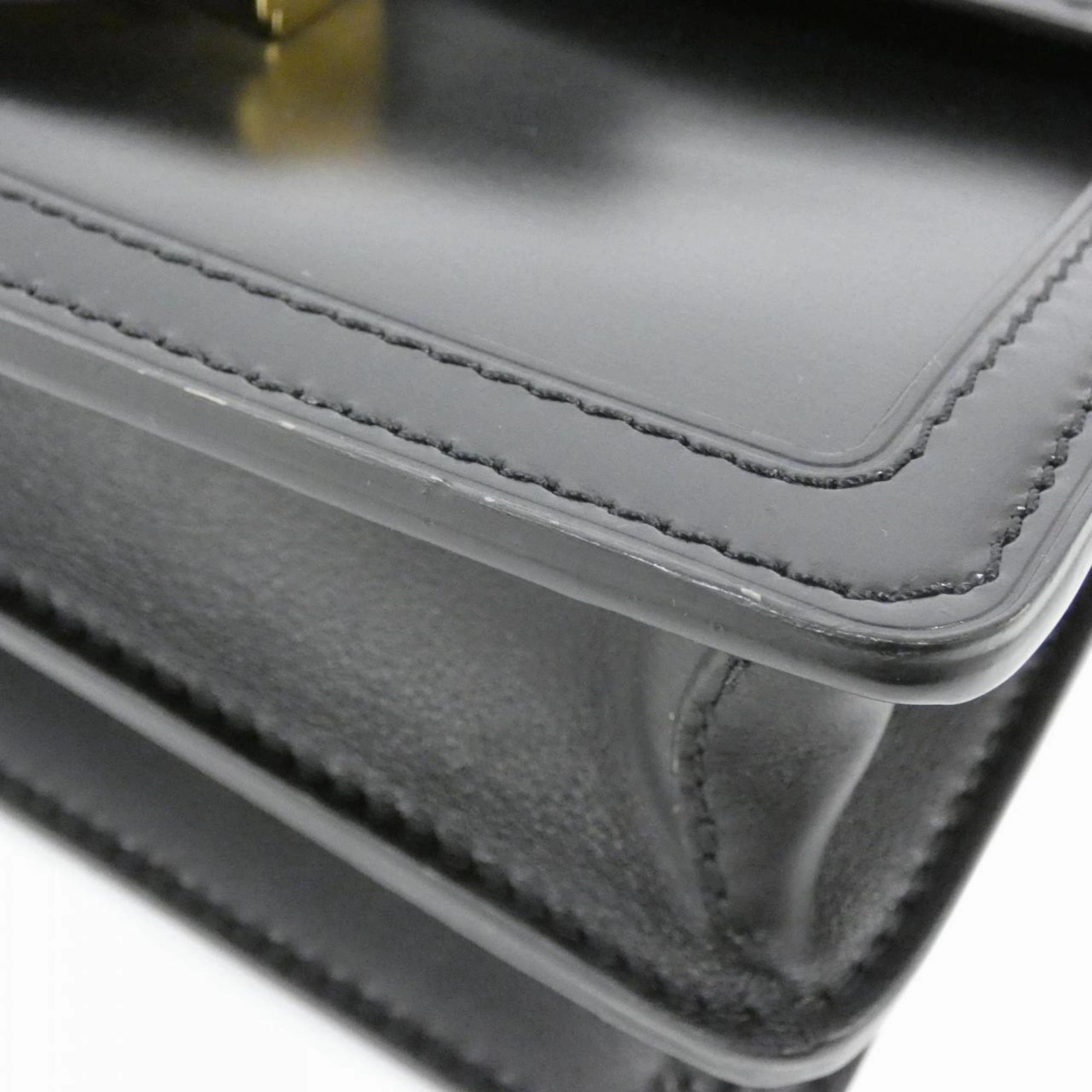 Elegant Leather Dauphine Shoulder Bag with Dust Bag and Strap