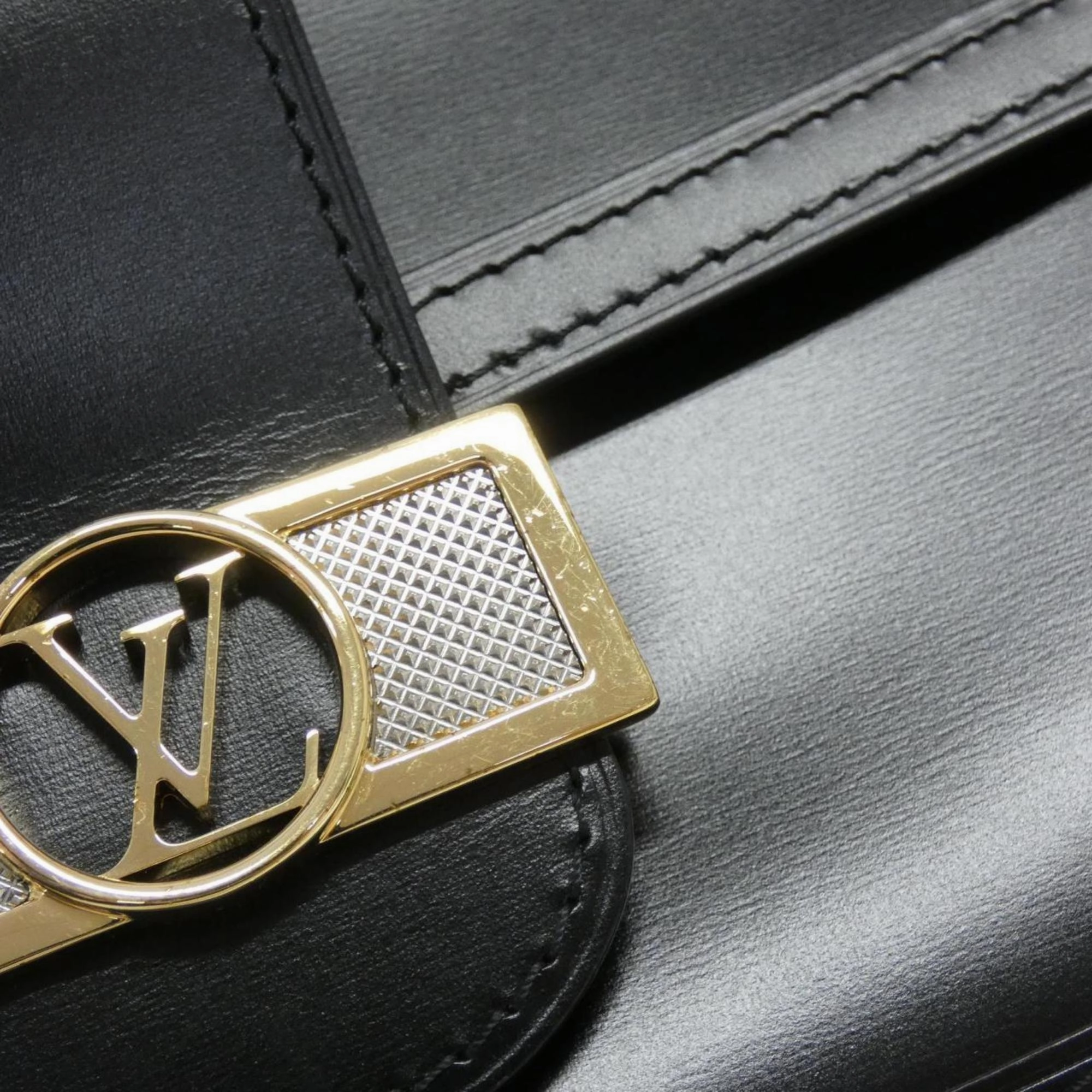 Elegant Leather Dauphine Shoulder Bag with Dust Bag and Strap