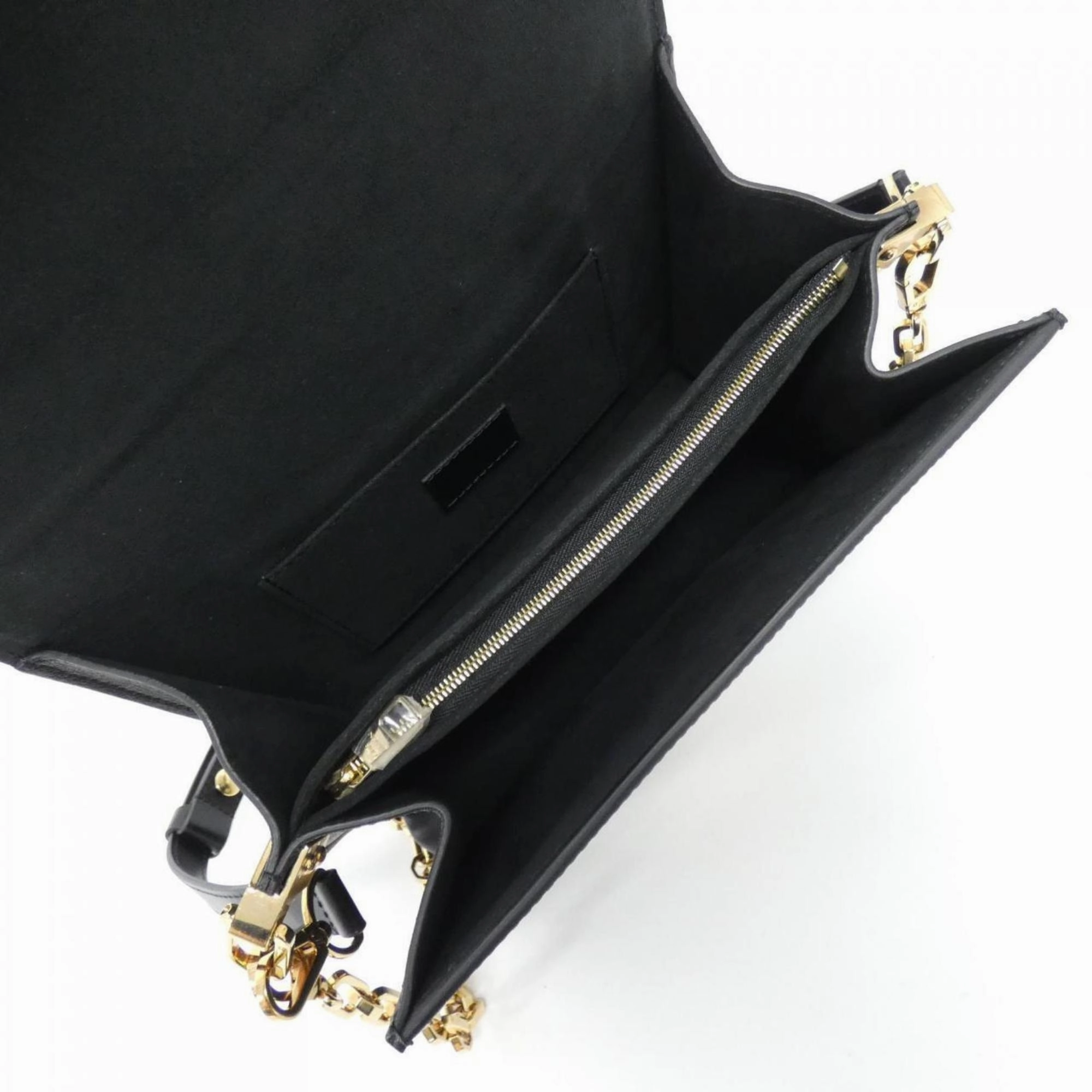 Elegant Leather Dauphine Shoulder Bag with Dust Bag and Strap