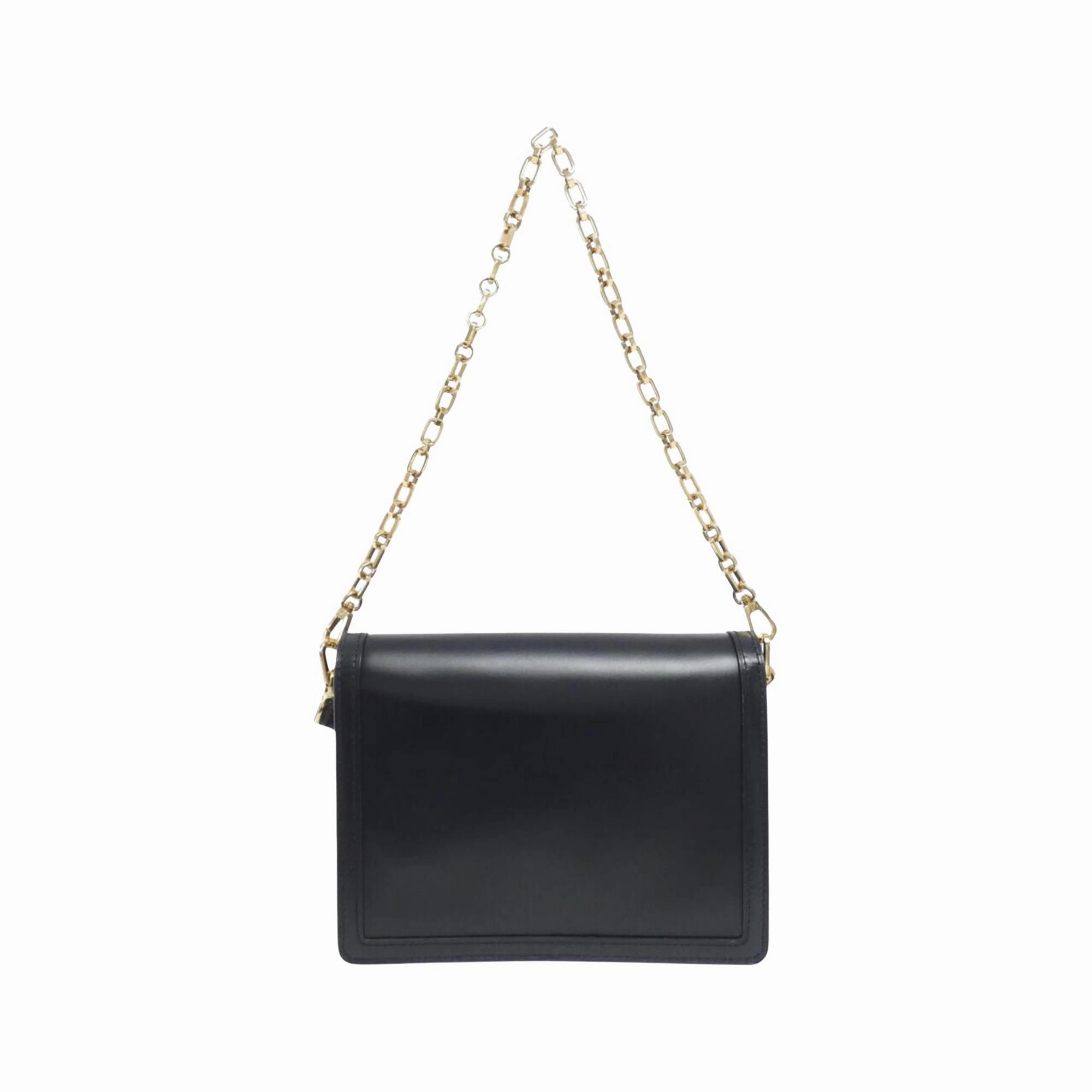 Elegant Leather Dauphine Shoulder Bag with Dust Bag and Strap