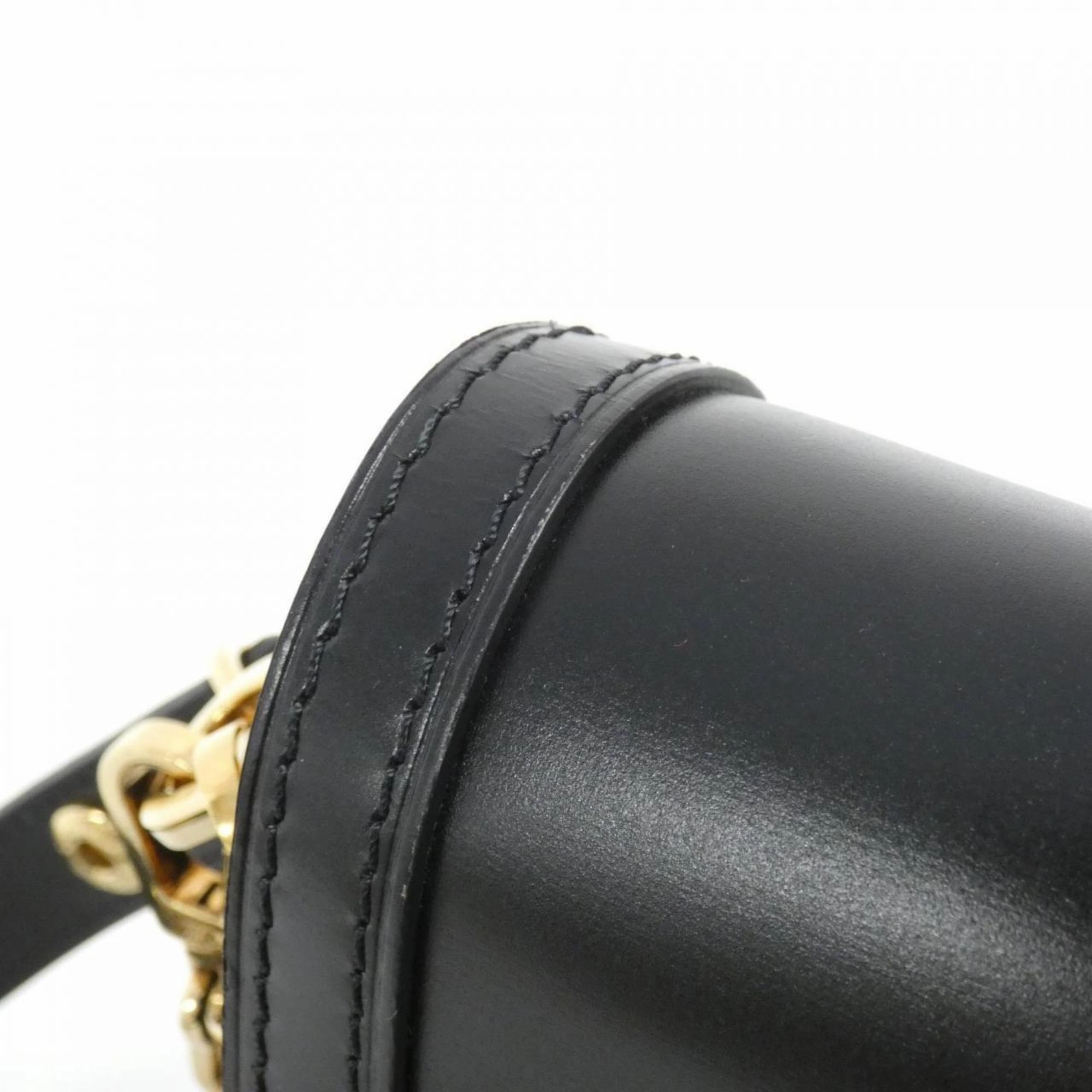 Elegant Leather Dauphine Shoulder Bag with Dust Bag and Strap
