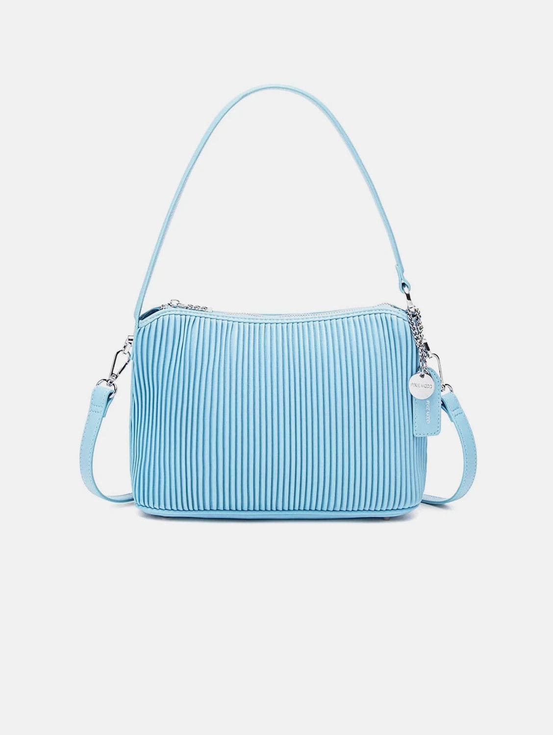 Ella Vegan Leather Crossbody Bag | Light Blue Pleated