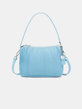 Ella Vegan Leather Crossbody Bag | Light Blue Pleated