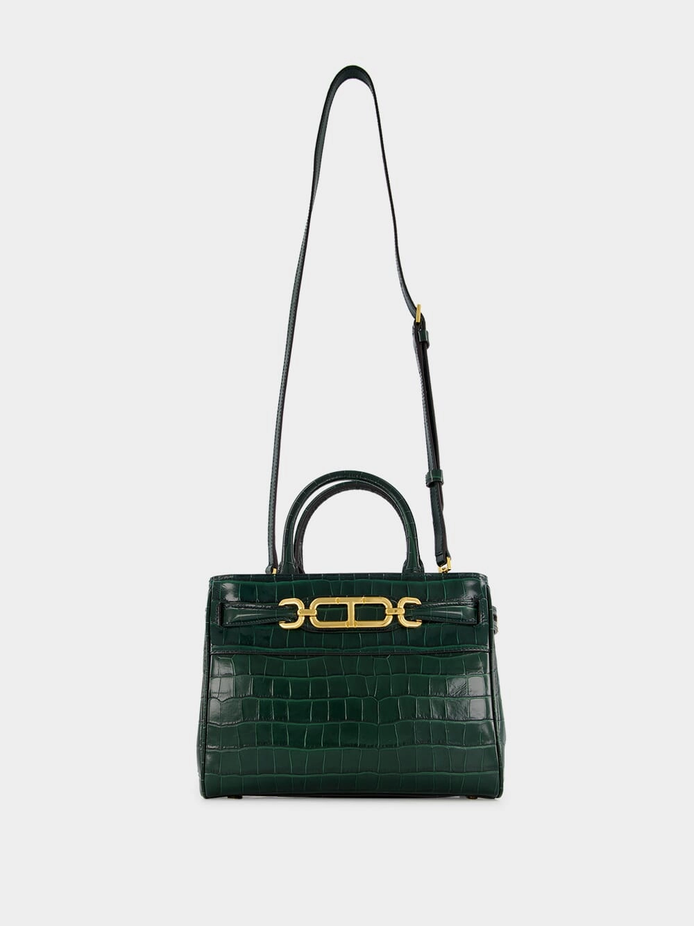 Emerald Green Crocodile Leather Top Handle Bag