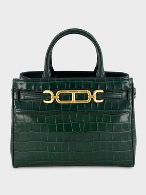 Emerald Green Crocodile Leather Top Handle Bag