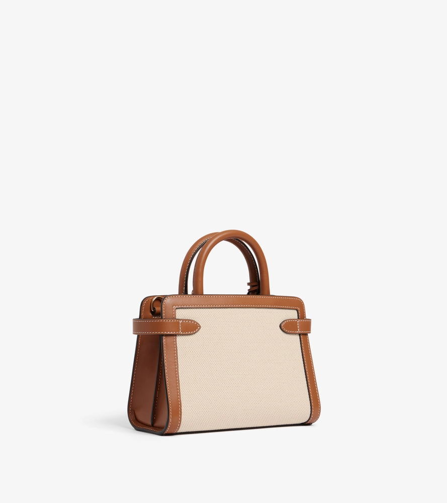 Emilie small handbag in cotton canvas and smooth leather