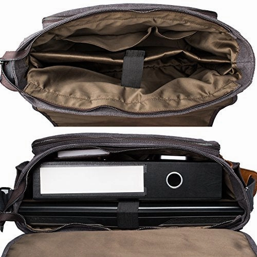 Estarer 17.3 Inch Laptop Messenger Bag Water-resistance Canvas Computer Bag for Office Work College