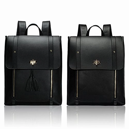 Estarer Women PU Backpack 15.6inch Laptop Vintage College School Rucksack Bag