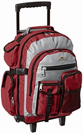 Everest Deluxe Wheeled Backpack, Burgundy, One Size