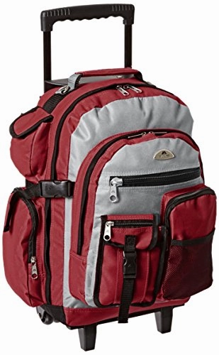 Everest Deluxe Wheeled Backpack, Burgundy, One Size