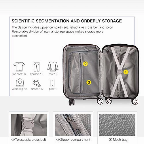 Expandable Carry-On Luggage with Spinner 20-Inch Lightweight Hardside,Navy Blue