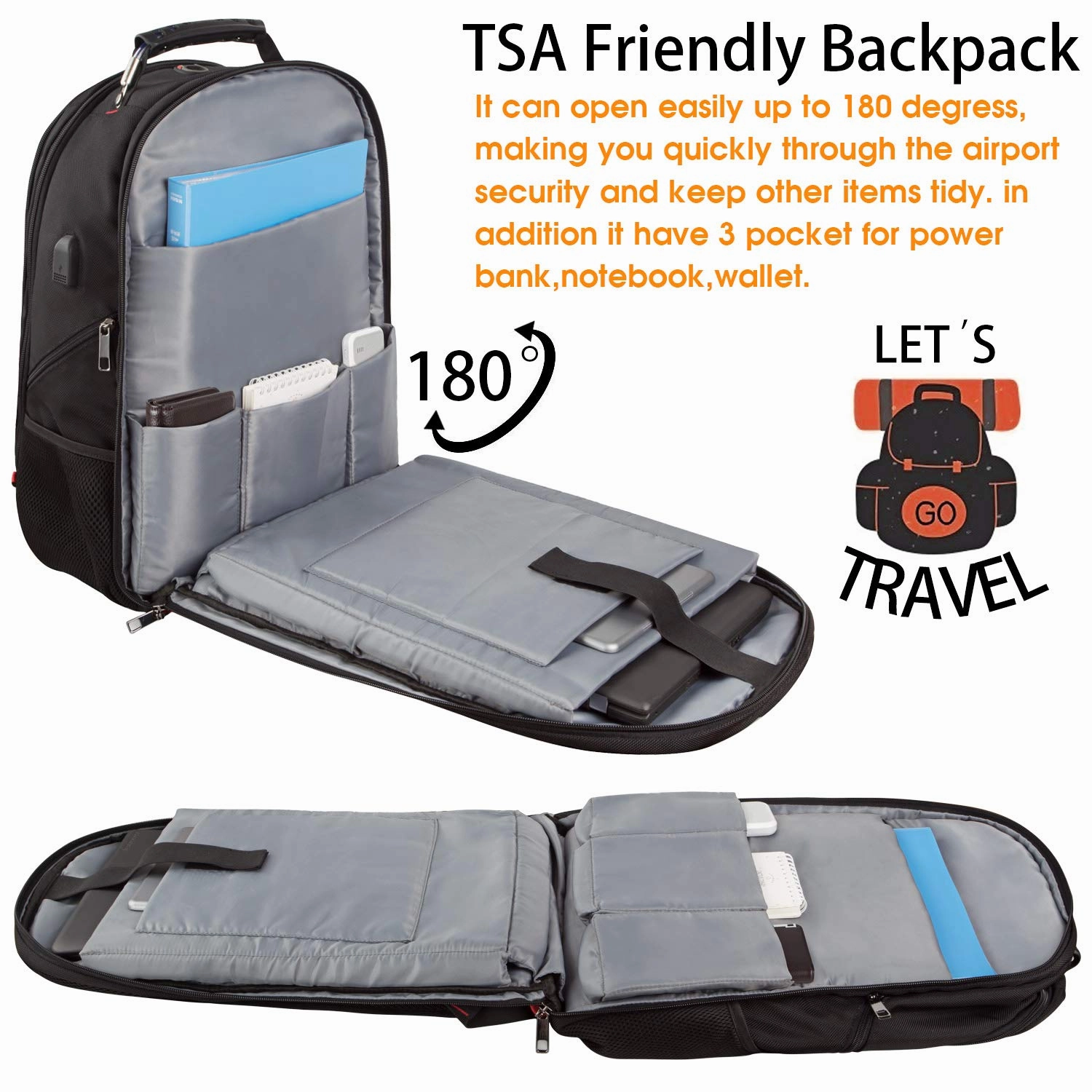 Extra Large Backpack,Travel Laptop Backpack TSA Friendly Durable Computer Backpack with USB Charging Port for Men&Women,Water-Resistant Big Business College School Bookbag Fits 17 Inch Laptop&Notebook