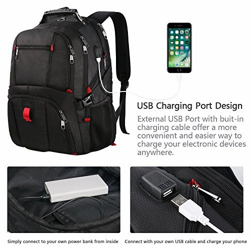 Extra Large Backpack,Tsa Friendly Durable Travel Computer Backpack With Usb Charging
