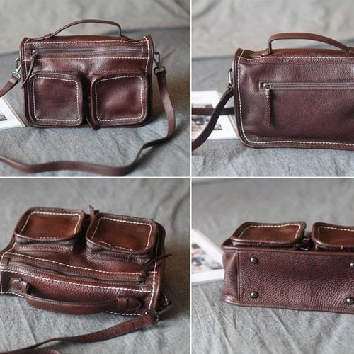 Fashion Women's Black Leather Satchel Purse Brown Leather Shoulder Satchel Purse for Women
