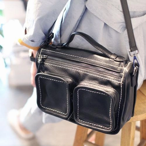 Fashion Women's Black Leather Satchel Purse Brown Leather Shoulder Satchel Purse for Women