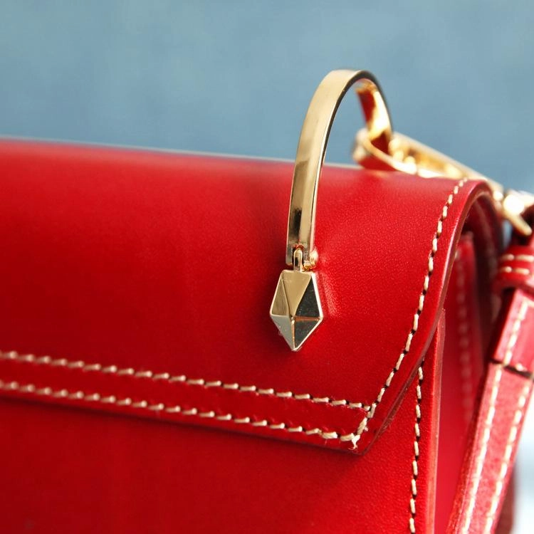 Fashion Womens Coffee Leather Flap Over Handbag Purse Handmade Square Crossbody Bag Shoulder Bag Purse