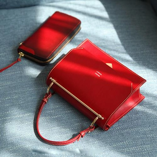 Fashion Womens Coffee Leather Flap Over Handbag Purse Handmade Square Crossbody Bag Shoulder Bag Purse