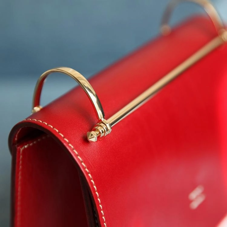 Fashion Womens Coffee Leather Flap Over Handbag Purse Handmade Square Crossbody Bag Shoulder Bag Purse