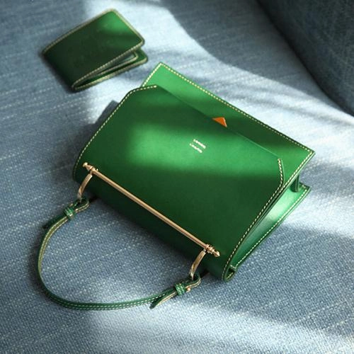 Fashion Womens Coffee Leather Flap Over Handbag Purse Handmade Square Crossbody Bag Shoulder Bag Purse