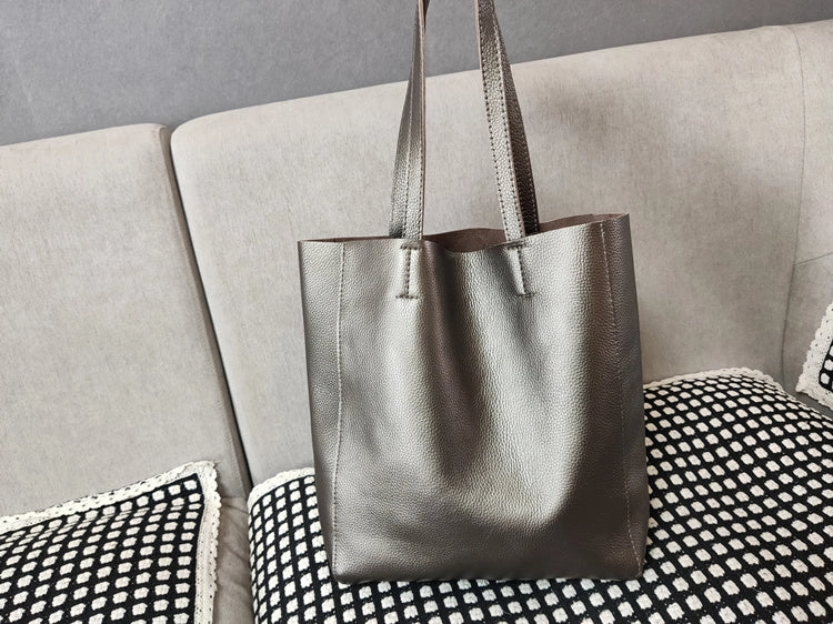 Fashion Womens Coffee Leather Oversize Tote Bags Coffee Shoulder Tote Bag Handbag Tote For Women