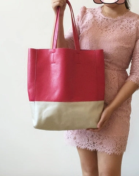 Fashion Womens Rose Red White Leather Vertical Tote Bags Rose Red White Shoulder Tote Bag Handbag Tote For Women