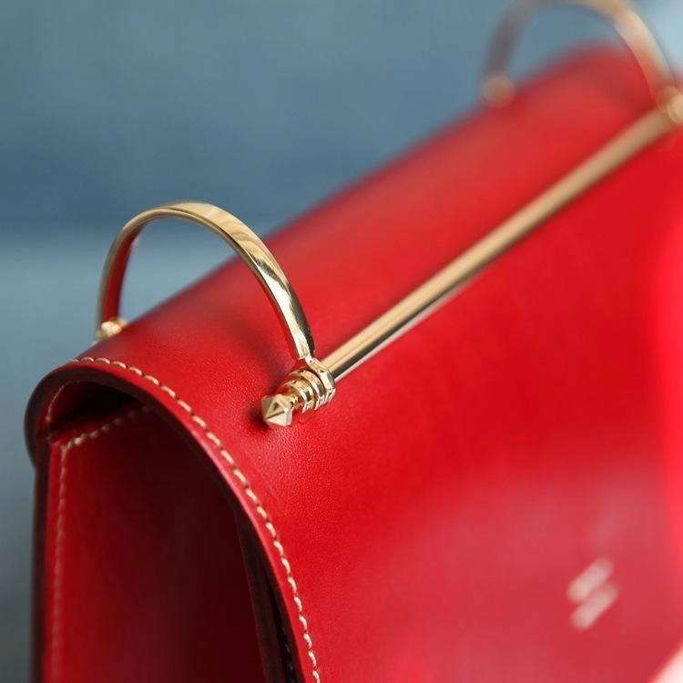 Fashion Womens Tan Leather Flap Over Handbag Purse Handmade Square Crossbody Bag Shoulder Bag Purse
