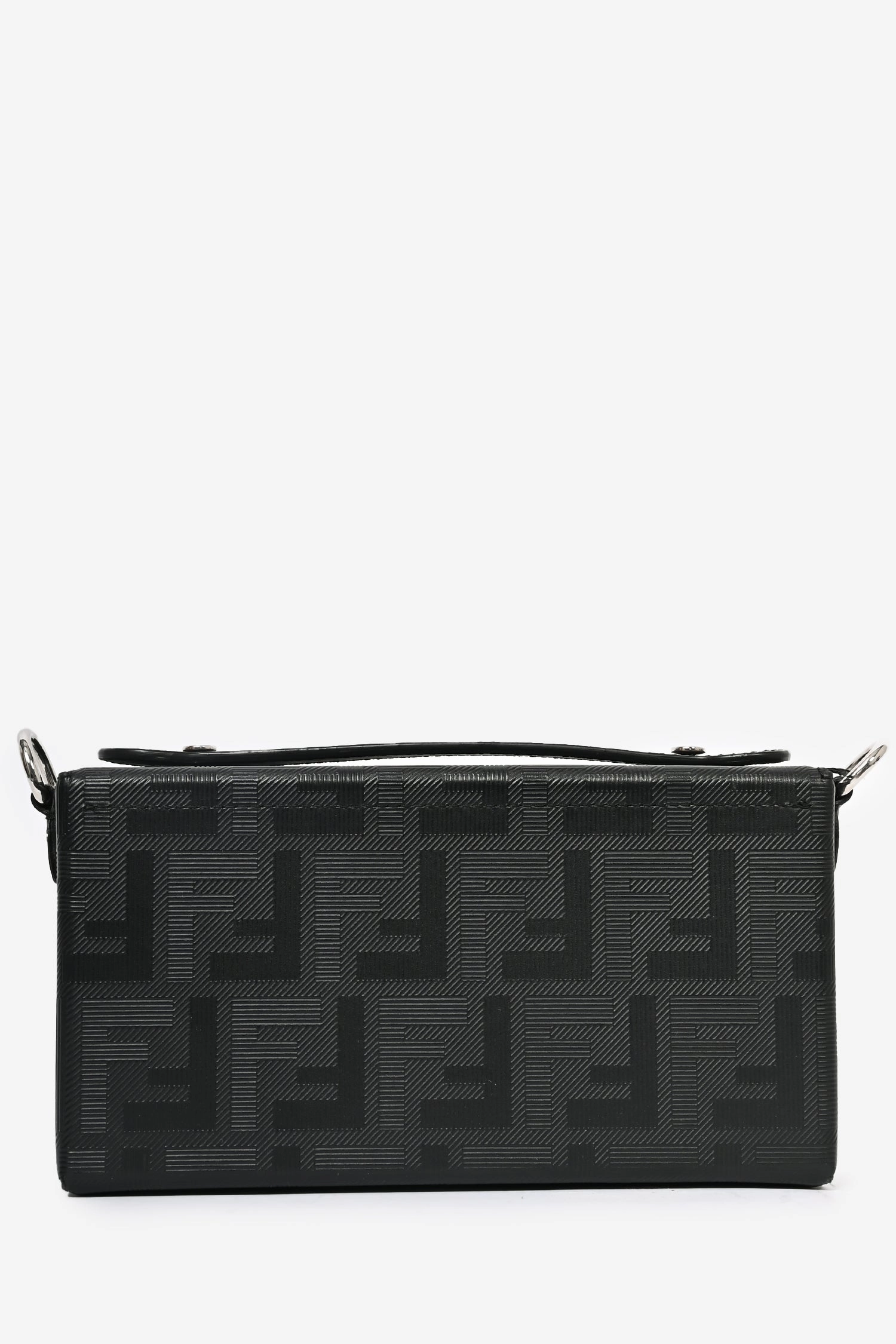 Fendi 2024 Black Leather Baguette Soft Trunk Crossbody