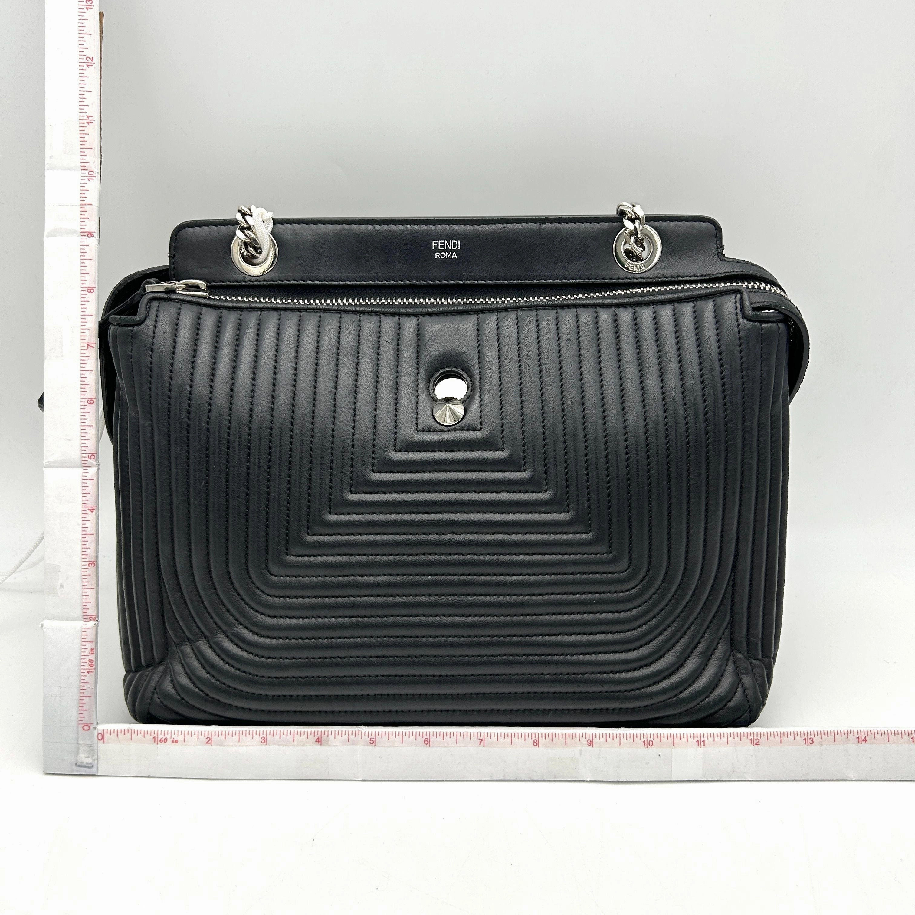 Fendi Black Quilted Lambskin Leather Dotcom Click Medium Shoulder Bag LA16329