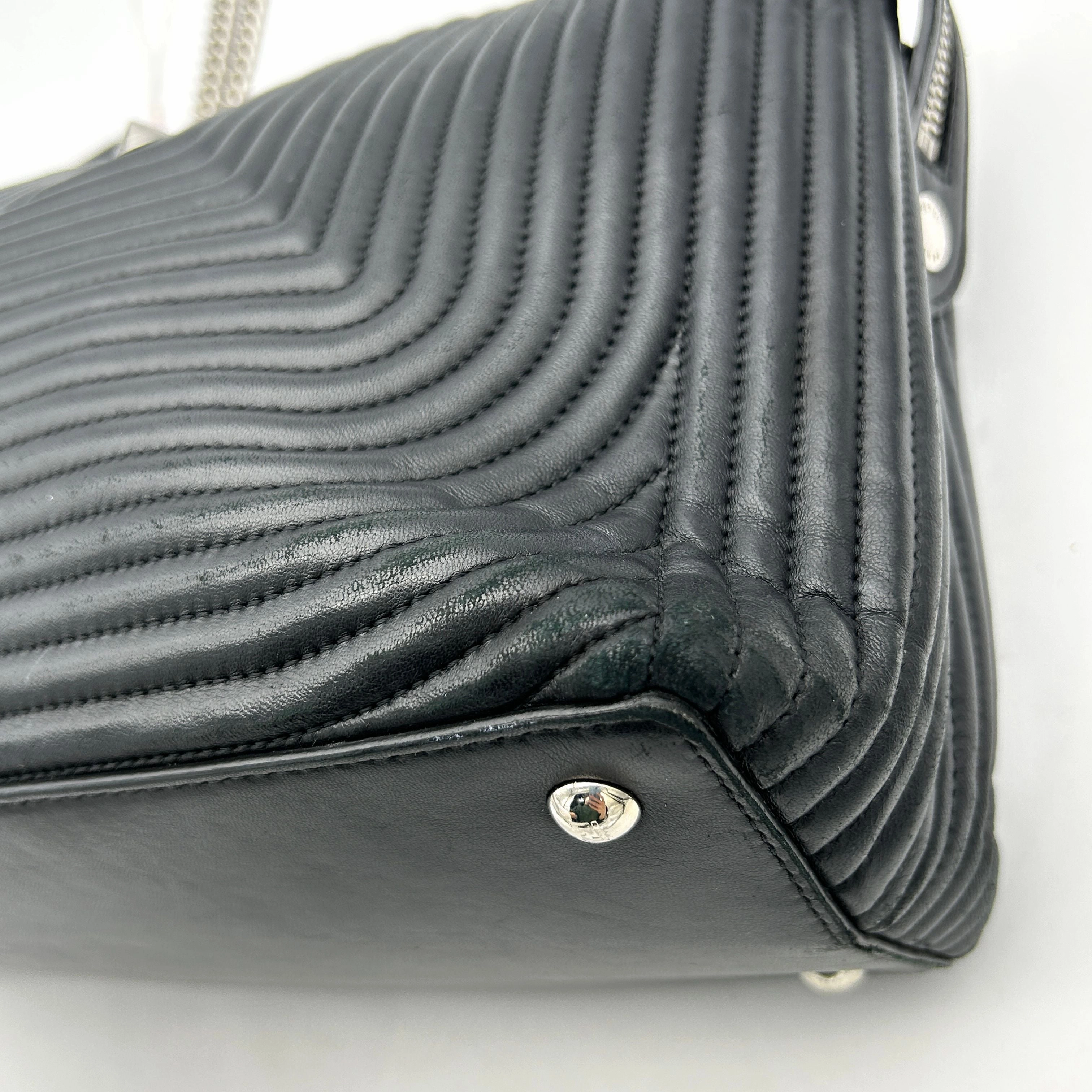 Fendi Black Quilted Lambskin Leather Dotcom Click Medium Shoulder Bag LA16329