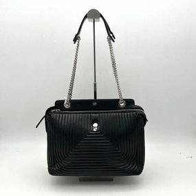 Fendi Black Quilted Lambskin Leather Dotcom Click Medium Shoulder Bag LA16329