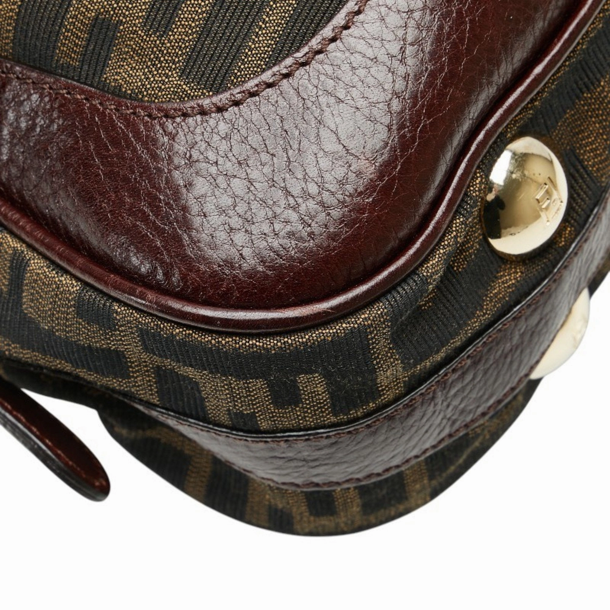 Fendi  Canvas Leather Handbag Shoulder Bag (Pre-Owned)