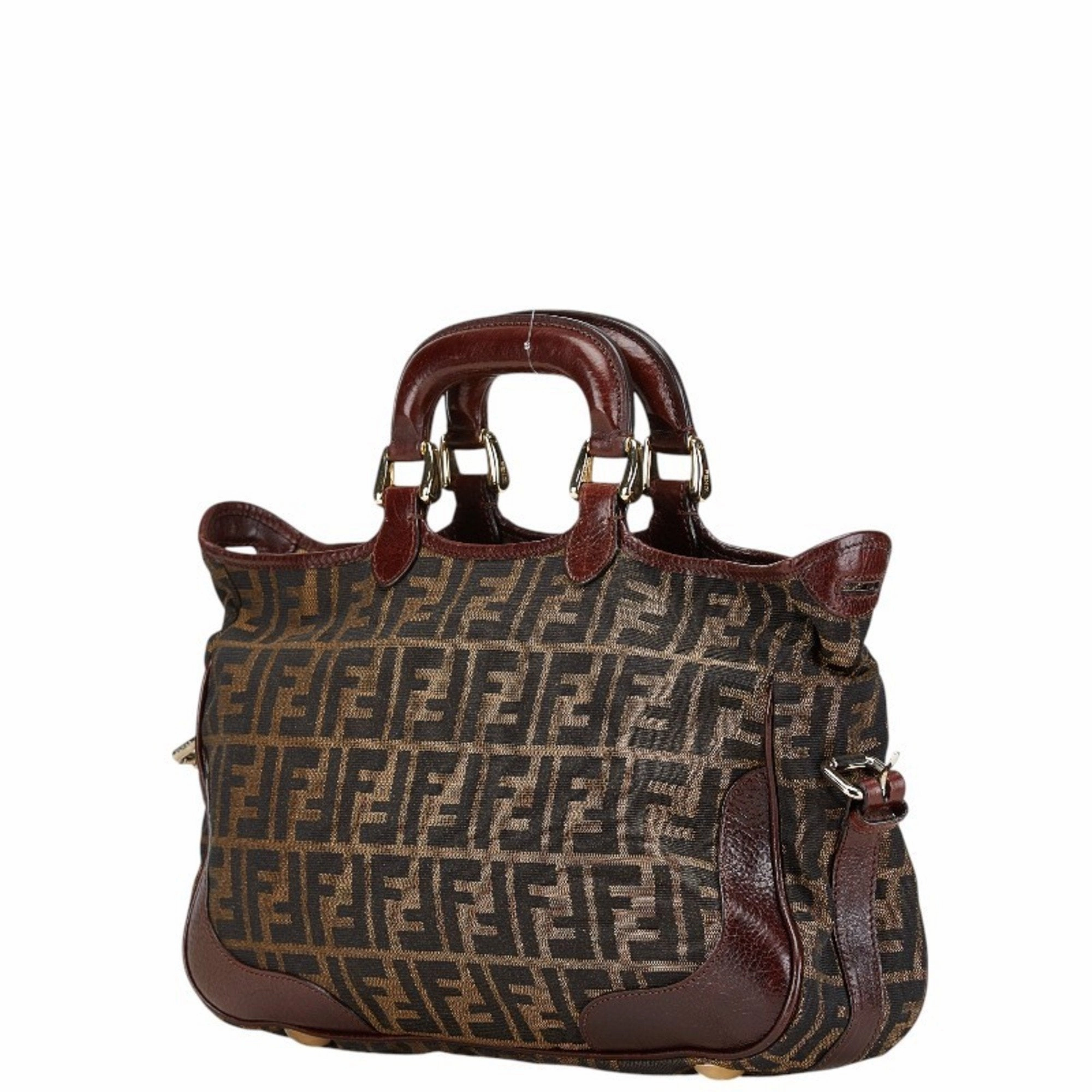 Fendi  Canvas Leather Handbag Shoulder Bag (Pre-Owned)